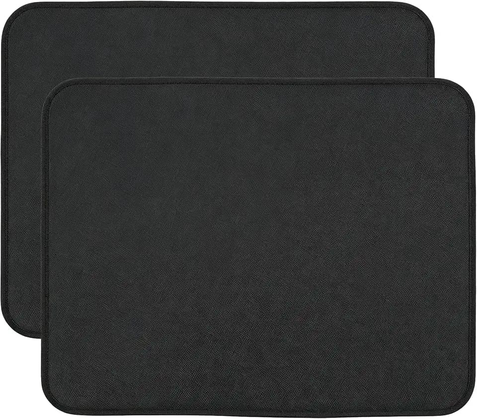 Heat Resistant Kitchen Counter Mat 15x18 Inch Black - Non-Slip Silicone Appliance Protector for Air Fryer Coffee Maker (2 Pack)