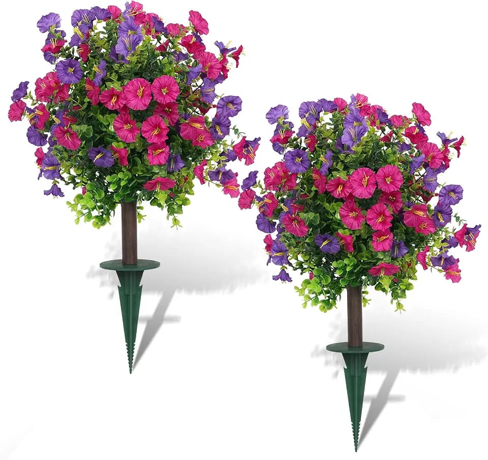 Artificial Shrubs for Outdoors 2‑Pack Blue Purple Garden Yard