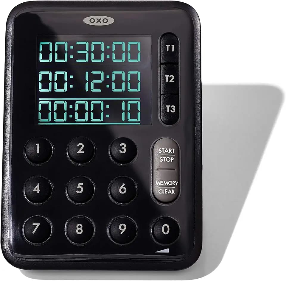OXO Good Grips Digital Triple Kitchen Timer, Three 100-Hour Counters