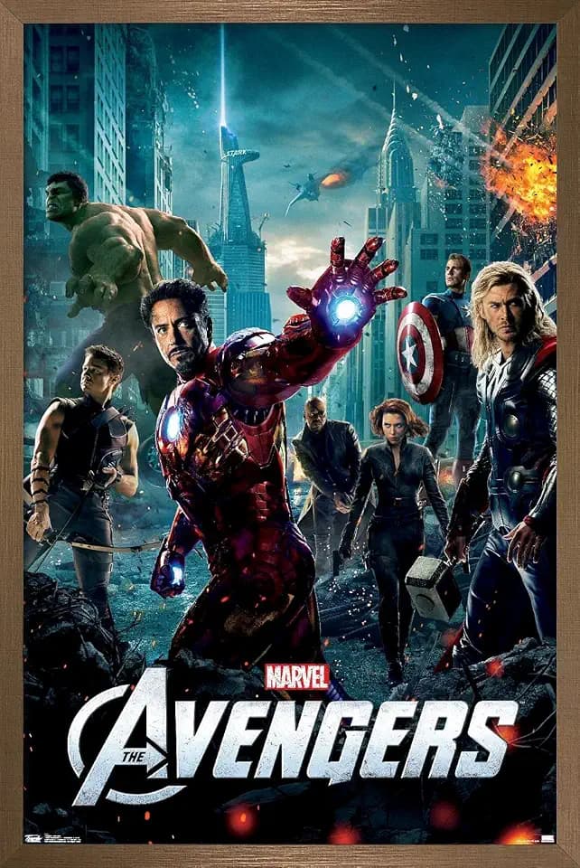 Trends International Marvel Avengers: One Sheet Wall Poster, 34L x 22.4W, Bronze Framed Version