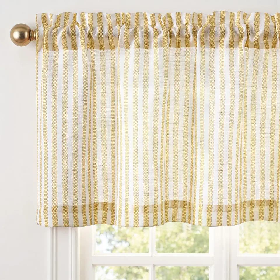 jinchan Linen Boxter Stripe Valances for Window 50 x 16 inch,Yellow,1 Panel