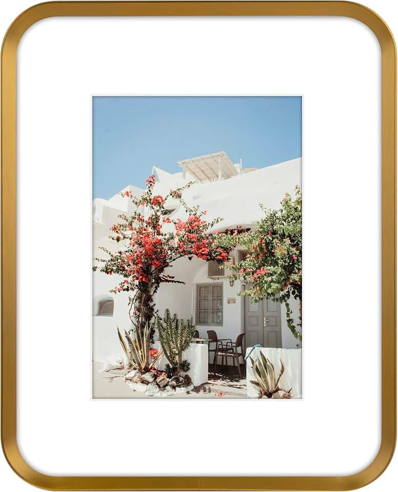 Golden State Art 8x10 Bronze Aluminum Picture Frame Mat for 5x7 Real Glass