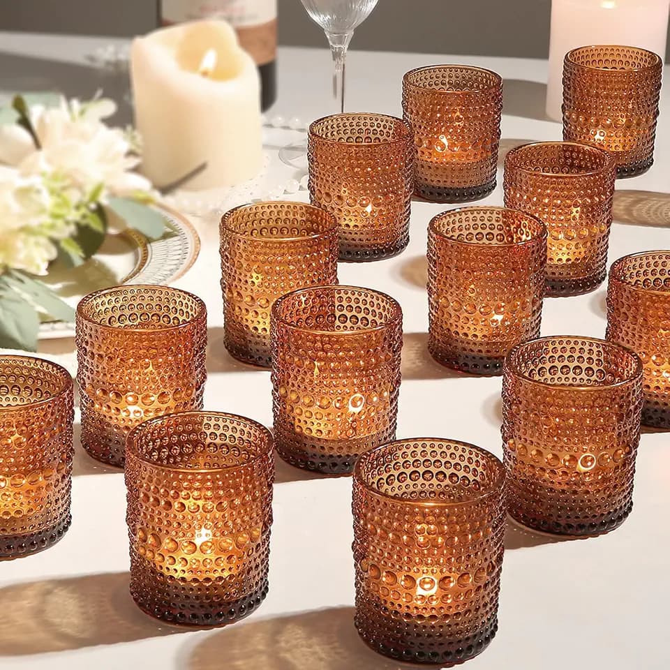 36 Pack Votive Candle Holders, Amber Candles Holders for Christmas