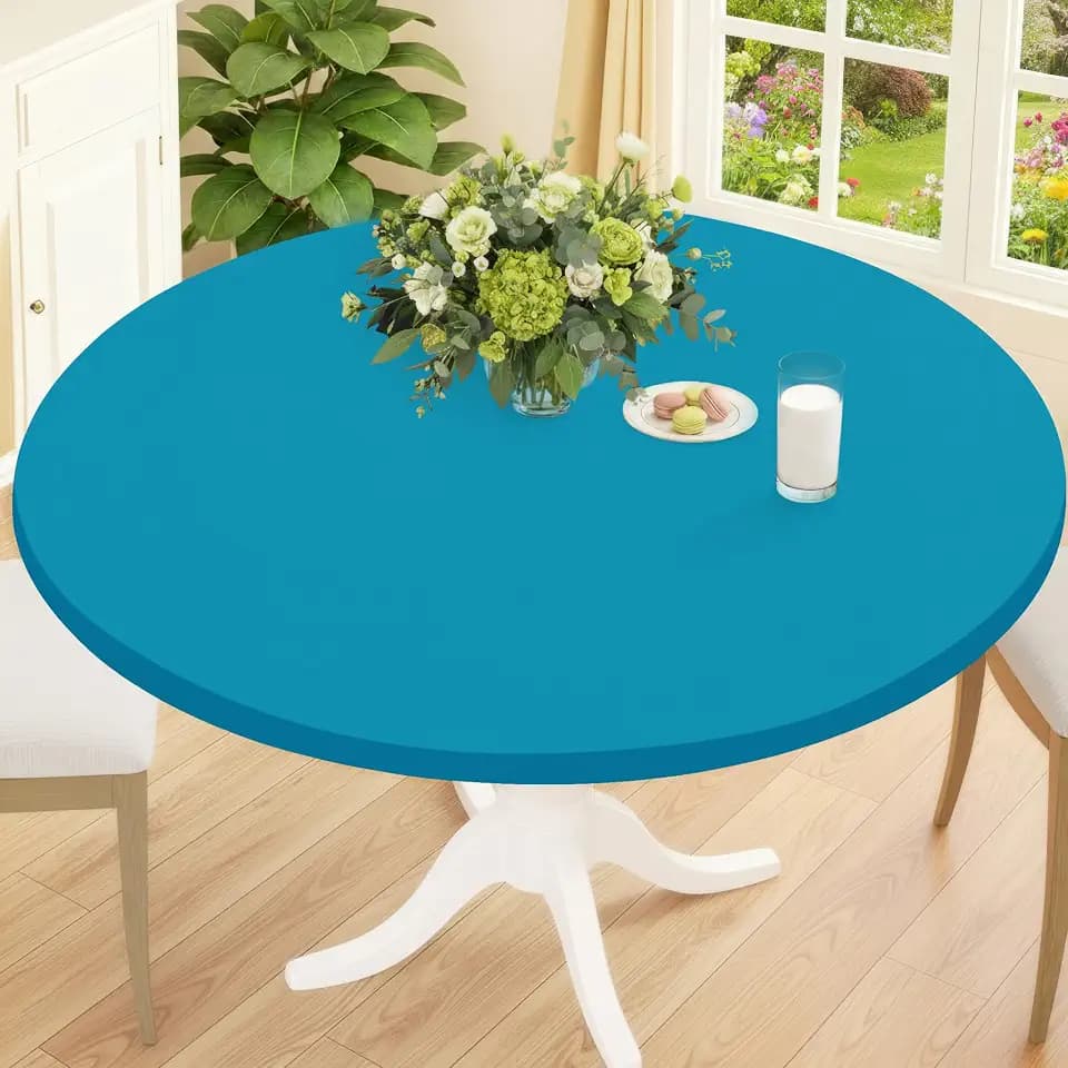 Smiry Round Spandex Tablecloth, Fitted Table Cover for 31"-35" Tables