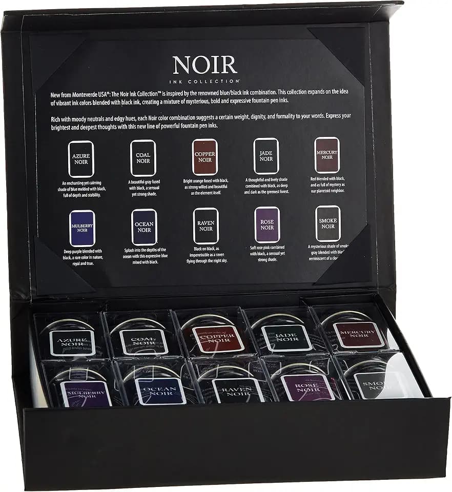 Monteverde Noir Collection Fountain Pen Ink Gift Set, 10pc