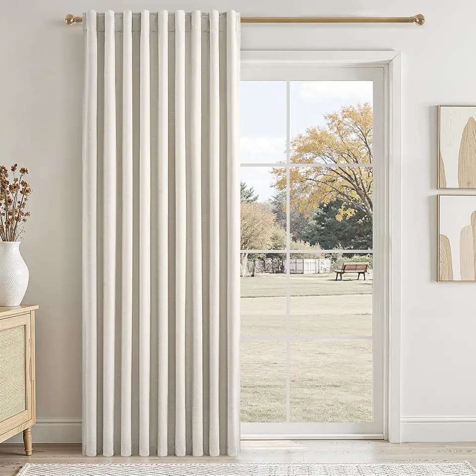Birch Cream Extra Wide 72 Inches Blackout Curtains for Living Room Ivory Linen Blend Pleated Farmhouse Drapes Back Tab Pleated Rod Pocket Ceiling Track Large Windows Burg (72" Wx90 Lx 1 Panel)