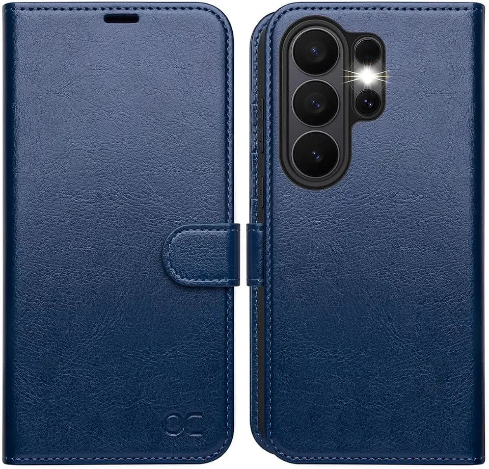 OCASE Hülle für Samsung Galaxy S26 Ultra Premium Lederhülle Blau
