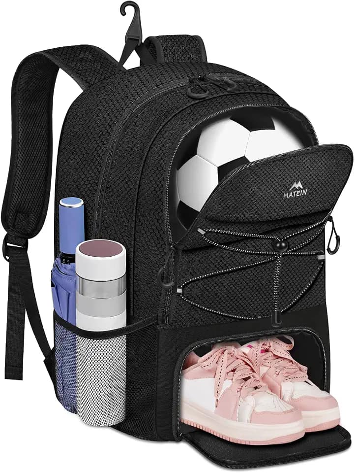 MATEIN Girls Soccer Backpack with Ball Holder, Shoe Compartment, Fence Hook