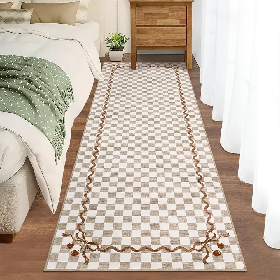 Garvee Washable Runner Rug for Hallway 2x6 Checkered Cherry, Non Slip