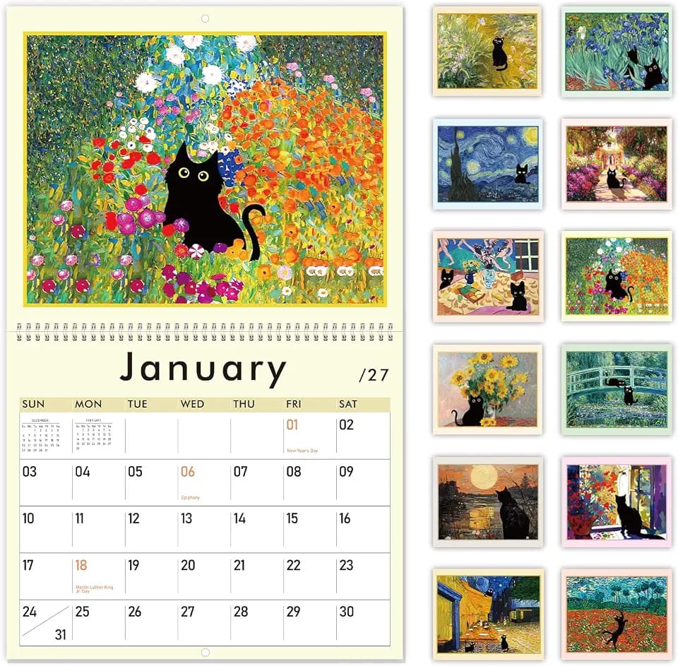 GuassLee Cat Wall Calendar 2027-2028, Vertical 2027 Wall Calendar