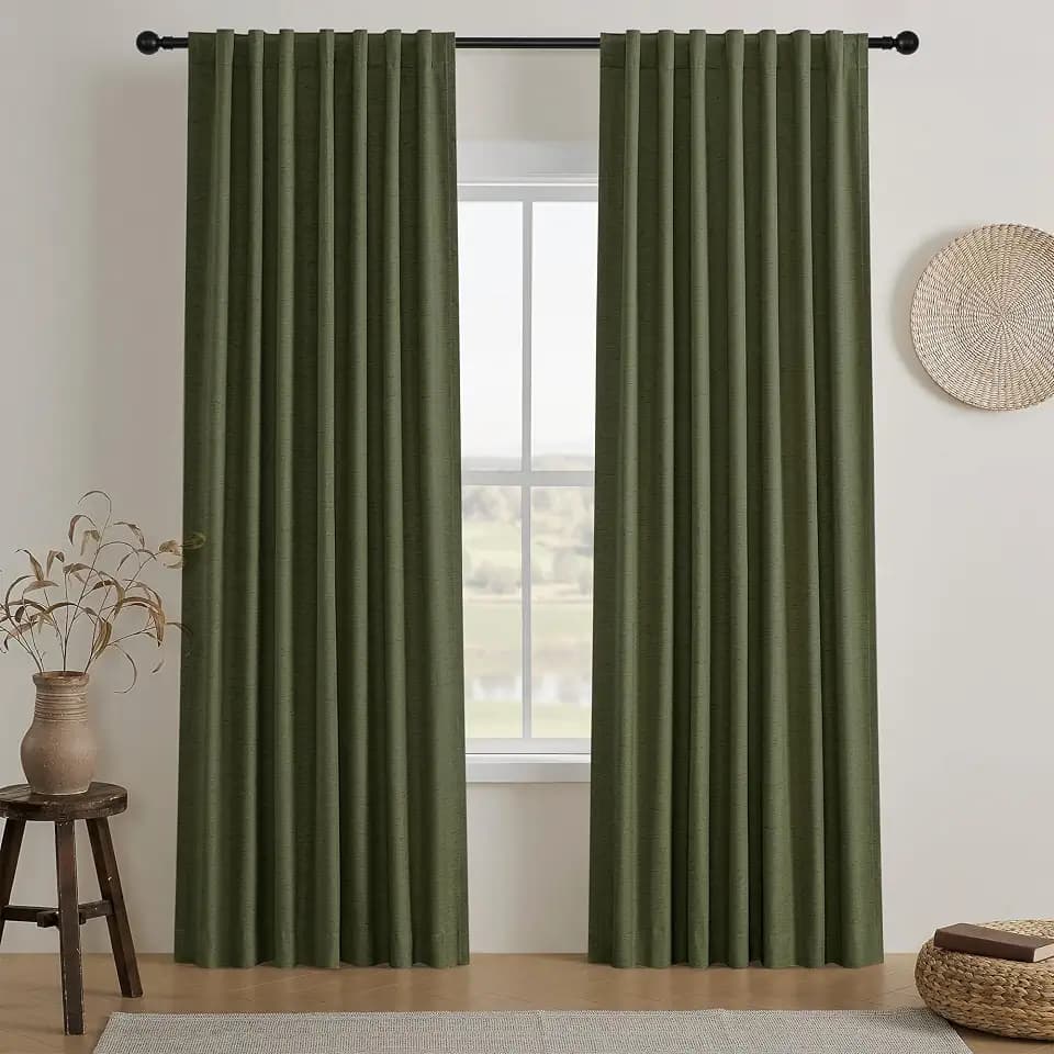 Blackout Curtains 86 Inch Long for Bedroom Living Room Olive Green