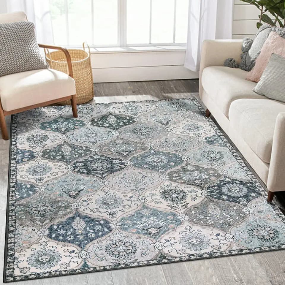 Lahome Moroccan Washable Rugs, 3x5 Area Rug for Bedroom Living Room