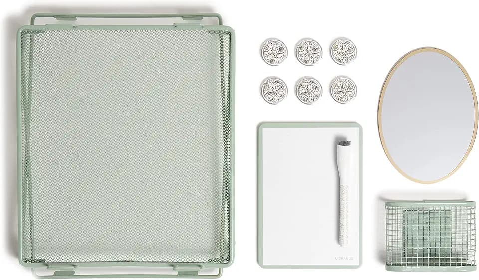 U Brands Magnetic Locker Organizer Kit with Decor, Green