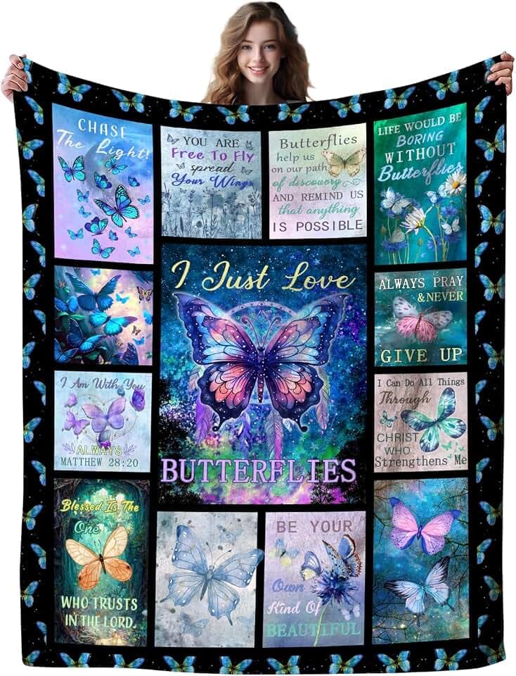 Antibroth Butterfly Blanket Gifts for Women Girls,Butterflies Blanket Beautiful Butterfly Throw Blankets,Butterflies Gifts for Adults Women 50"x40"