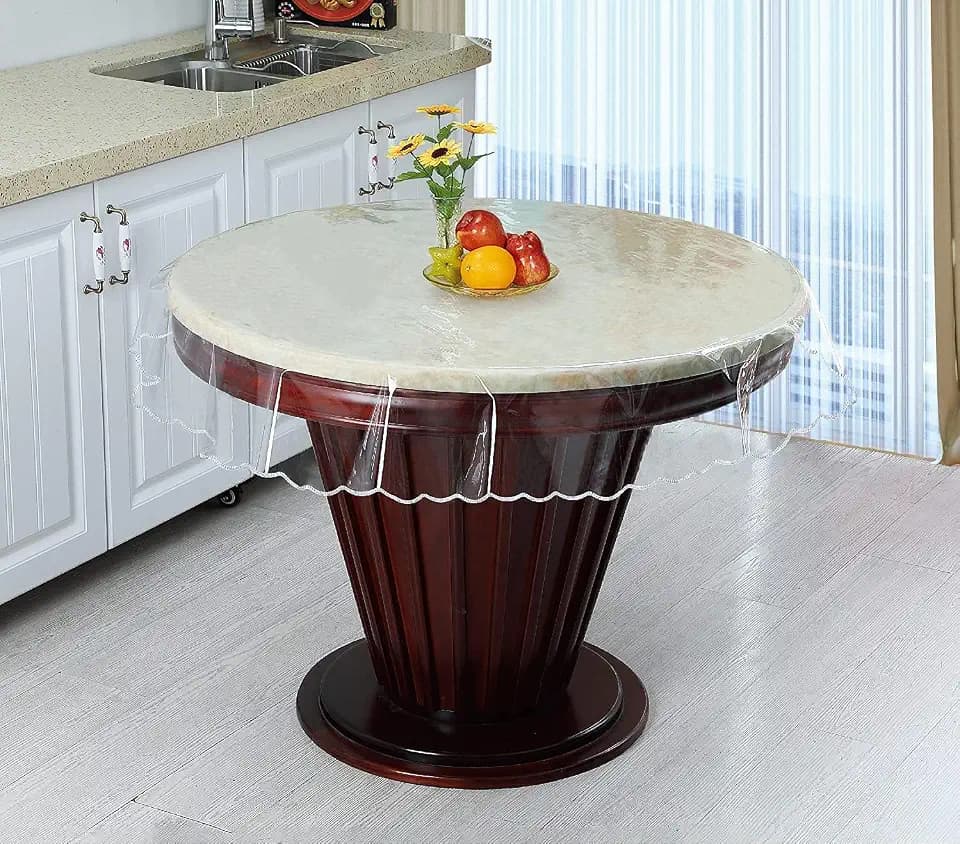 Clear Plastic Round Table Protector, PVC Vinyl Cover, 54 Inch