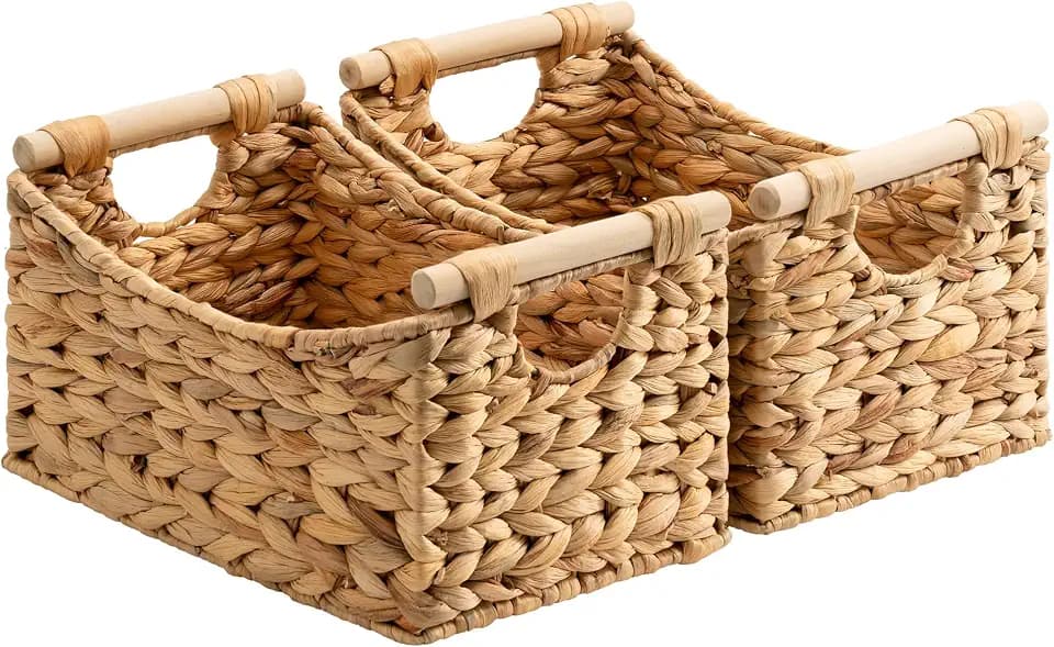 StorageWorks Wicker Baskets with Handles, Woven Baskets for Storage, 2-Pack
