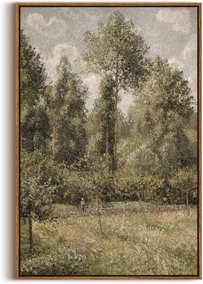 InSimSea Framed Canvas Prints Art Vintage Decor, Bushes Poplars Nature Landscape Paintings, Large Prints, Farmhouse Decor, Classical Wall Decorations for Bedroom Living Room Bathroom, 20"x30"