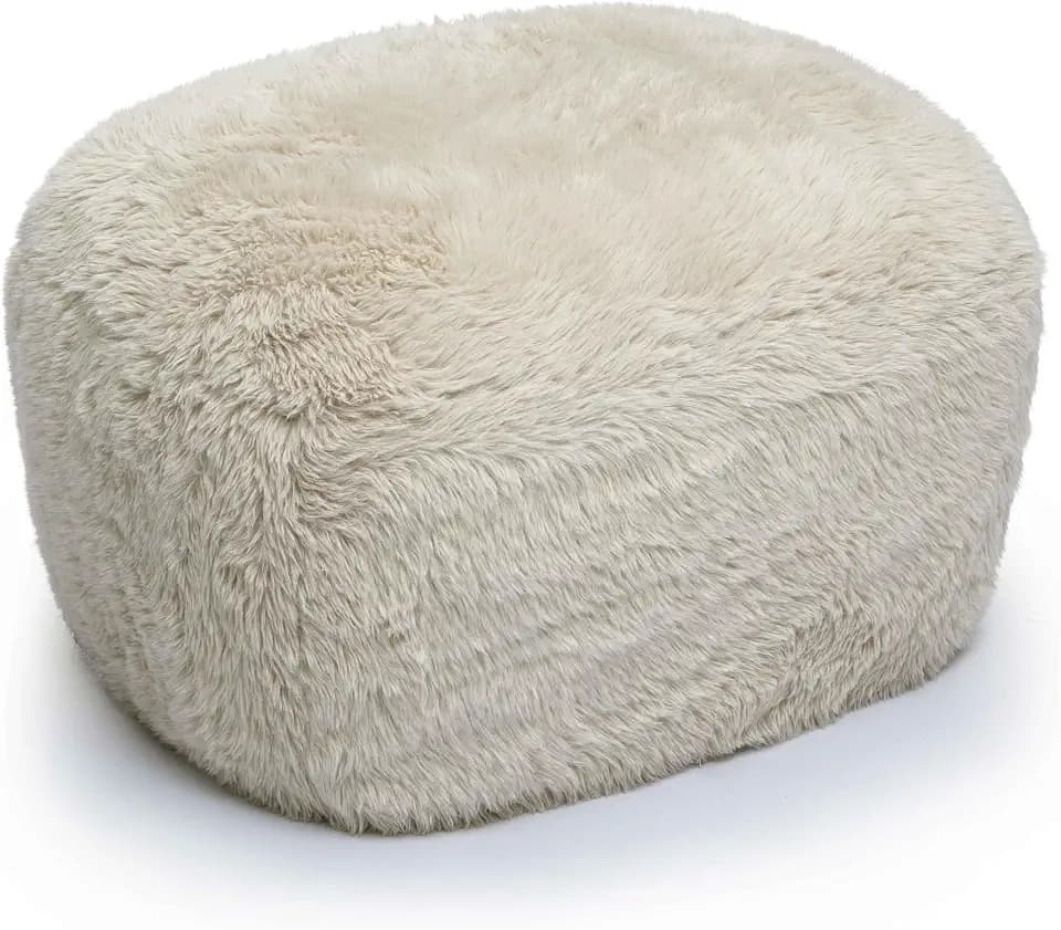 TOV Furniture Britt Natural Vegan Shearling Ottoman