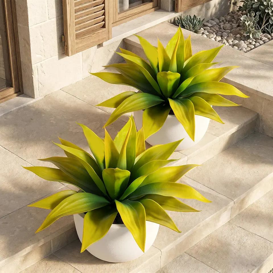 Artificial Agave for Outdoors 22'' (Yellow 2pcs)
