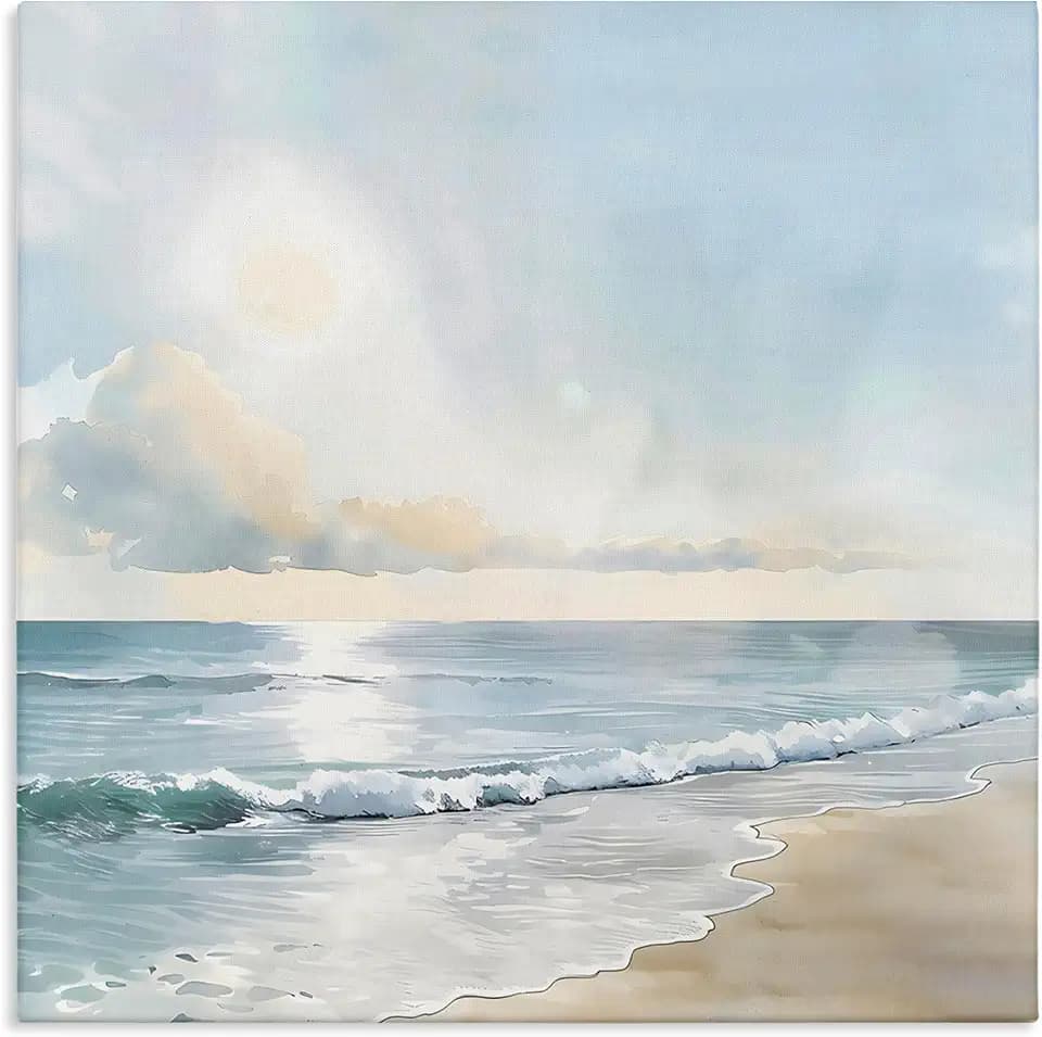 Blue Seascape Nautical Horizon, 36 x 36 Inch Canvas Wall Art