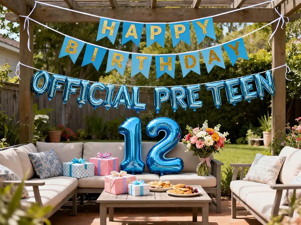 Official Pre Teen 12th Birthday Decorations Blue for Boys Girls