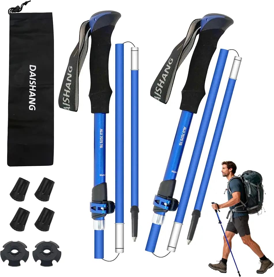 2-Pack 7075 Aluminum Ultralight Folding Trekking Poles, Professional Walking Sticks for Hiking, Adjustable, Portable for Trekking, Camping, Mountaineering