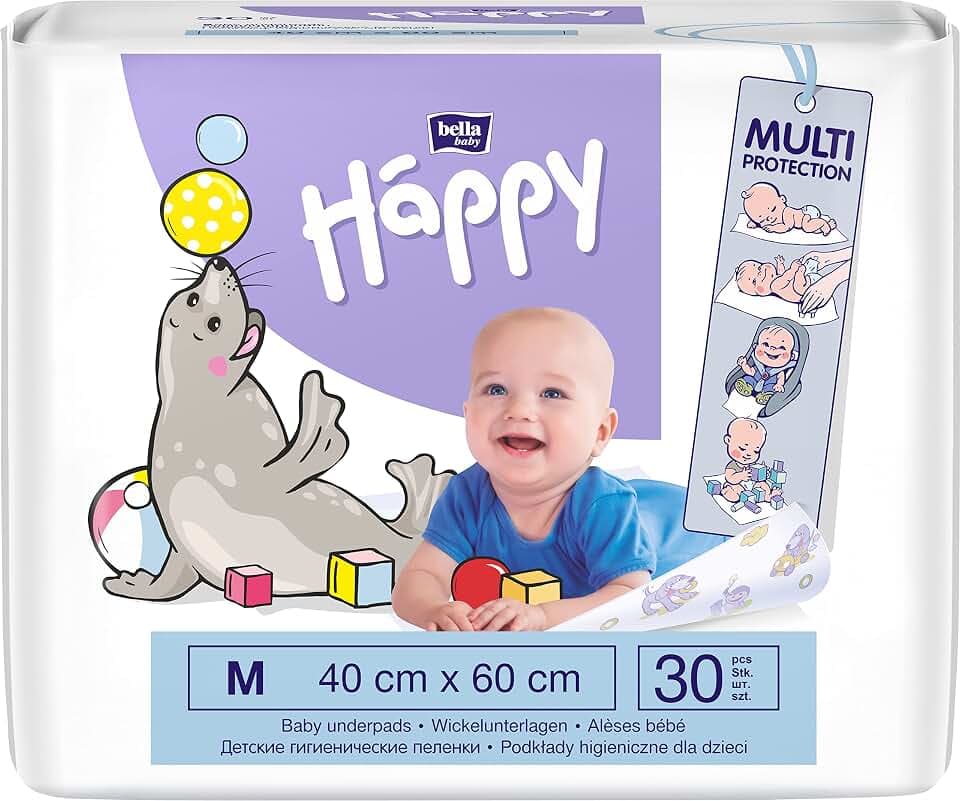 bella baby Happy Wickelunterlagen 40x60 cm ideal für unterwegs im 2er Pack (2x30 Stück)