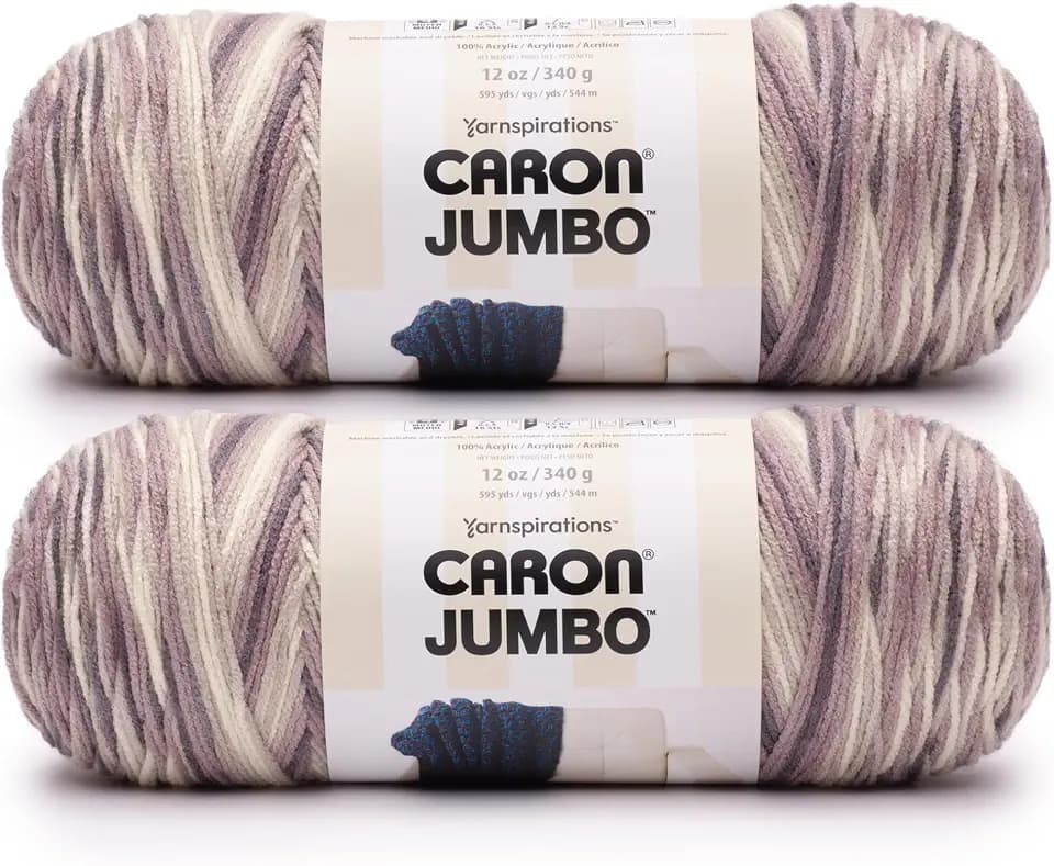 Caron Jumbo Yarn for Crocheting Soft, Gravel, 2-Pack
