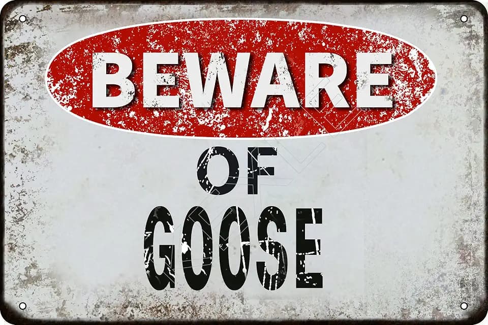 Beware of goose vintage Metal Tin Sign Retro Funny Tin Sign For Wall Decor—8" x 12"—goose