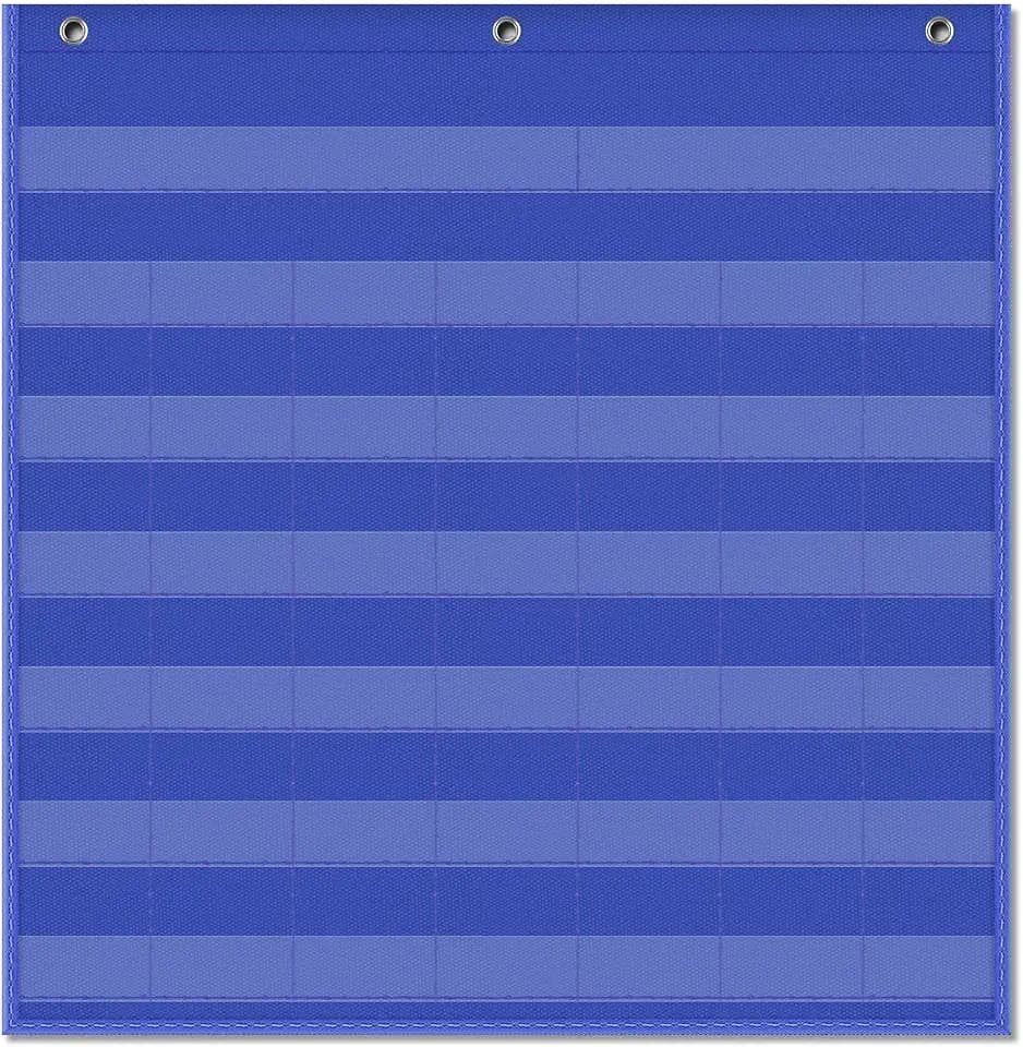 EAMAY Classroom Monthly Calendar Pocket Chart for 2.75 * 2.75 Cards,Homeschool Supplies and Classroom Must Haves! Only Chart(Blue)