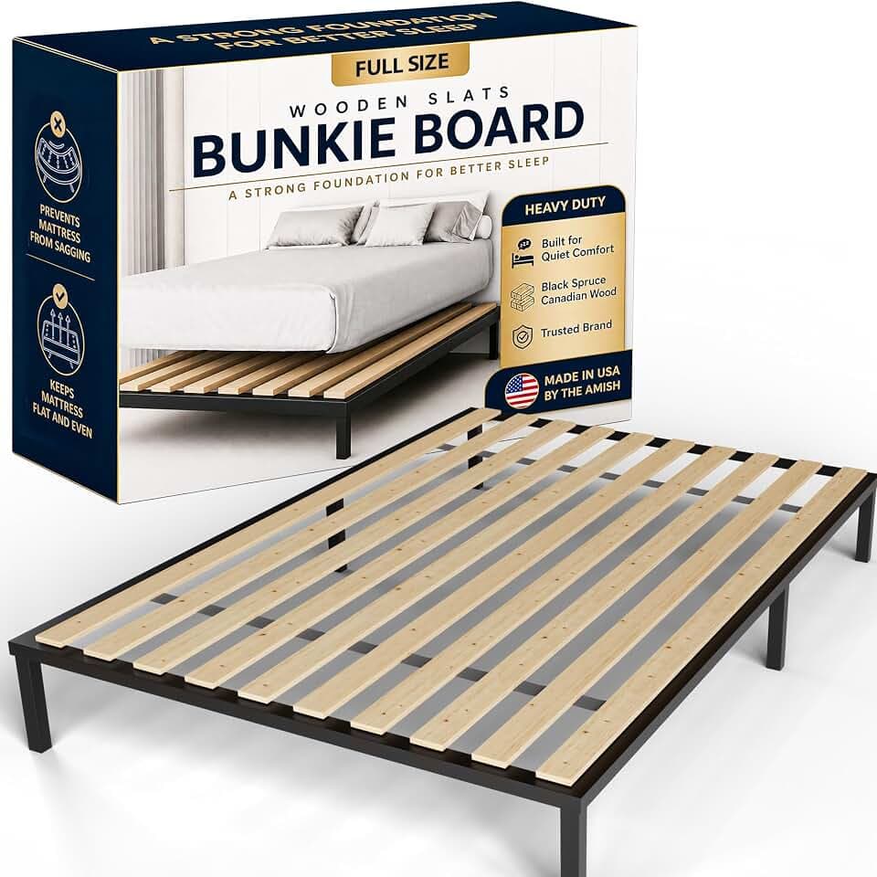 Treaton, 0.68-Inch Heavy Duty Vertical Wooden Bunkie Board/Bed Slats, Full, Beige