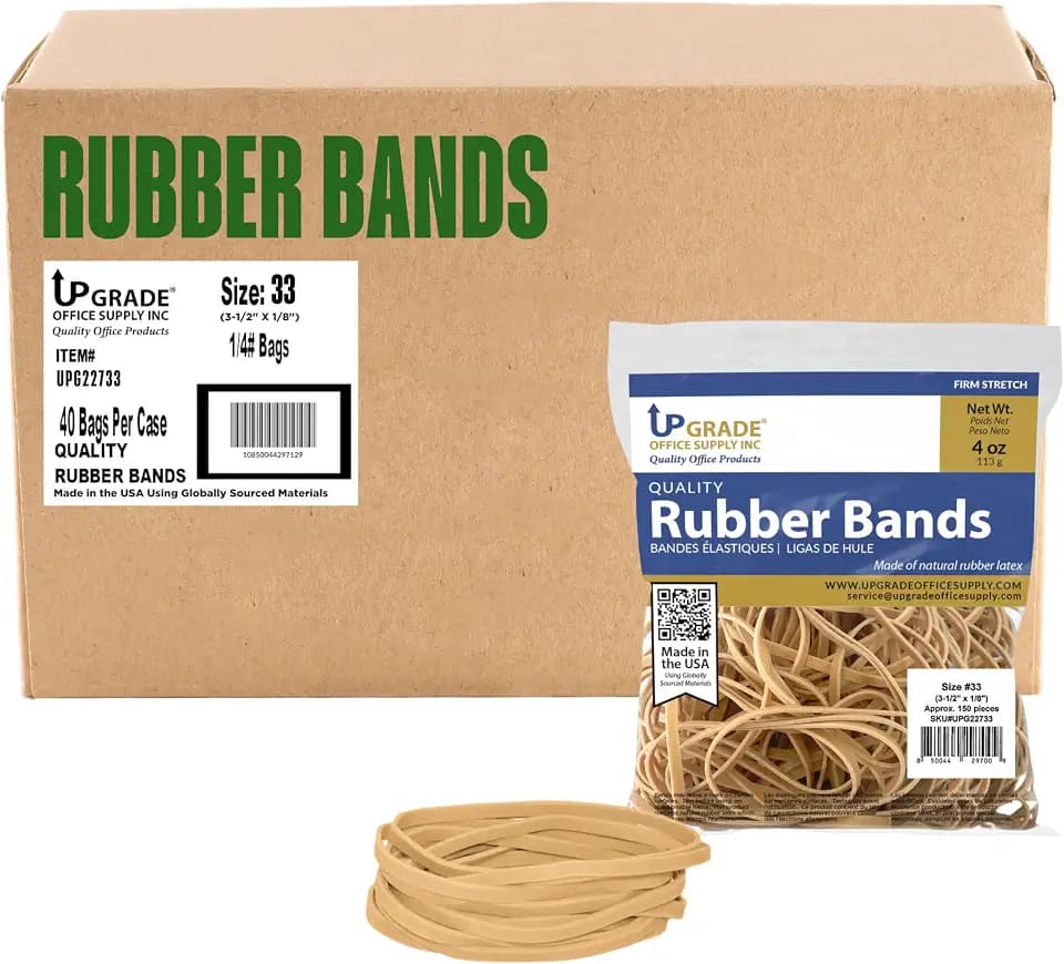 Upgrade UPG22733CS Size 33 Rubber Bands (3-1/2 x 1/8 in), 1/4 lb per Bag, 40-Bag Case Pack, USA