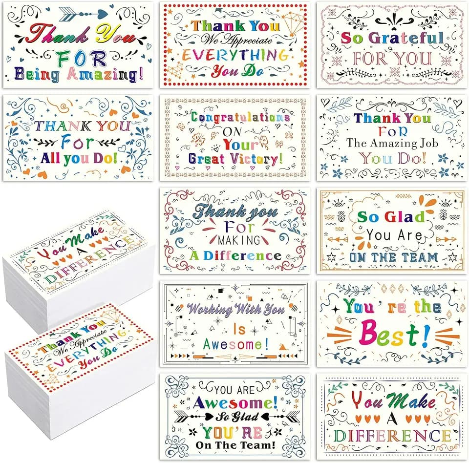 Employee Appreciation Cards, 300 Count, 12 Designs