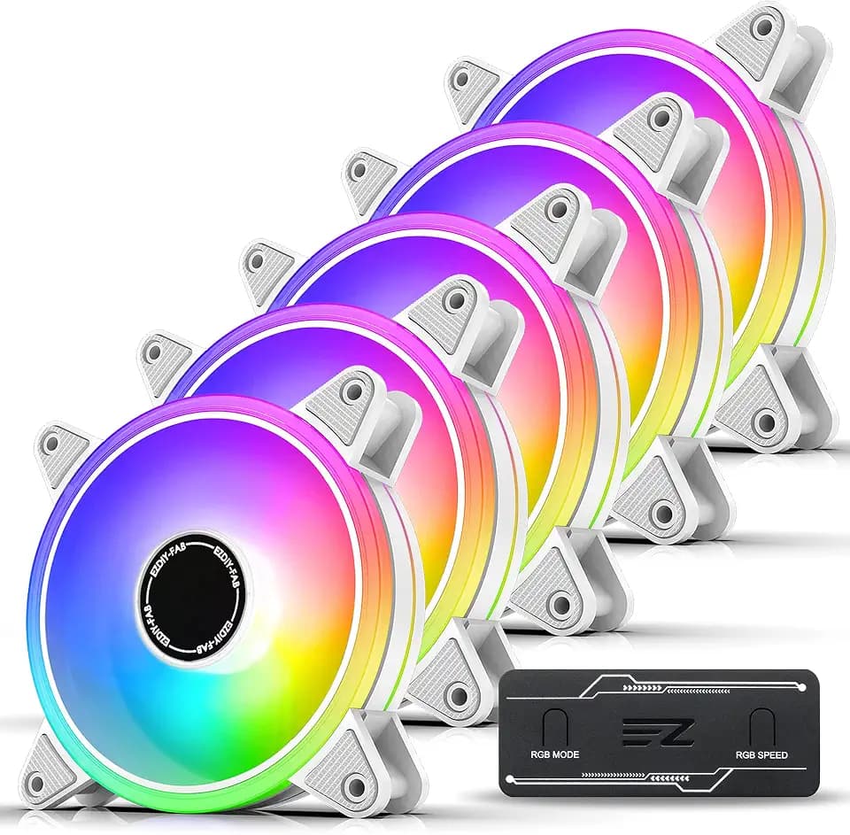 EZDIY-FAB Moonlight Gehäuselüfter PWM RGB 120 mm mit PWM RGB Lüfternabe, 5 V Motherboard-Synchronisation, ARGB-5 Pack