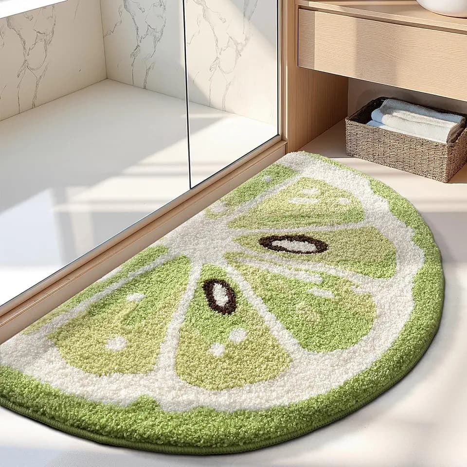 Ankah Fruit Bath Mats Cute Bathroom Rugs, Particularly Absorbent, Very Soft, and Dry Fast That Fits for Kid's Room, Bathroom or Other Room, 17.7" x 31.5", Lime