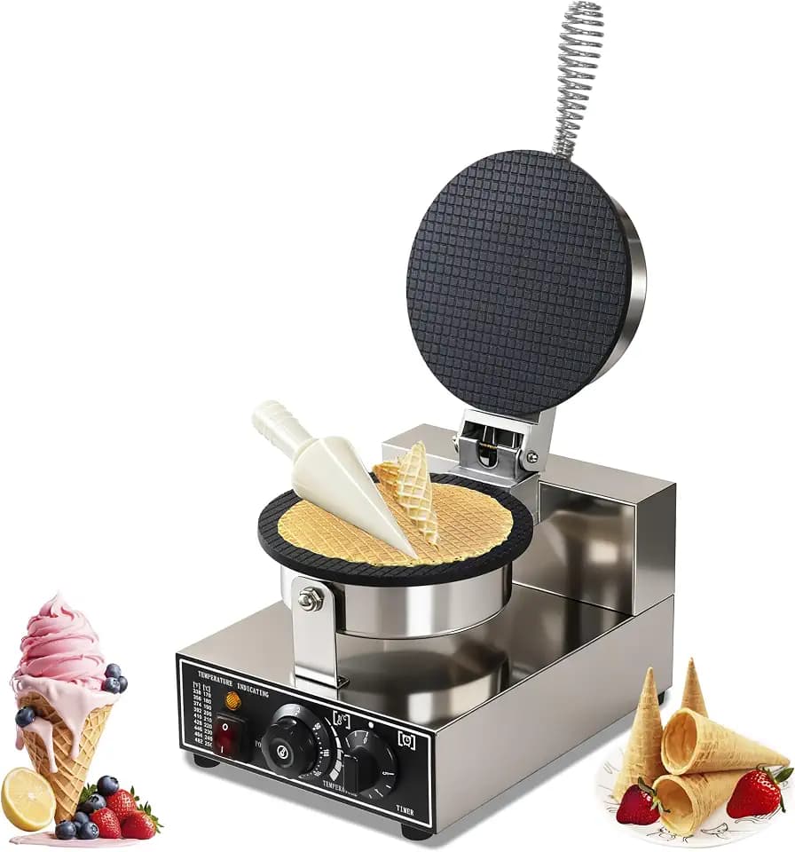 1300W 110V Commercial Waffle Cone Maker,Egg Roll Maker,Ice Cream Cone Maker