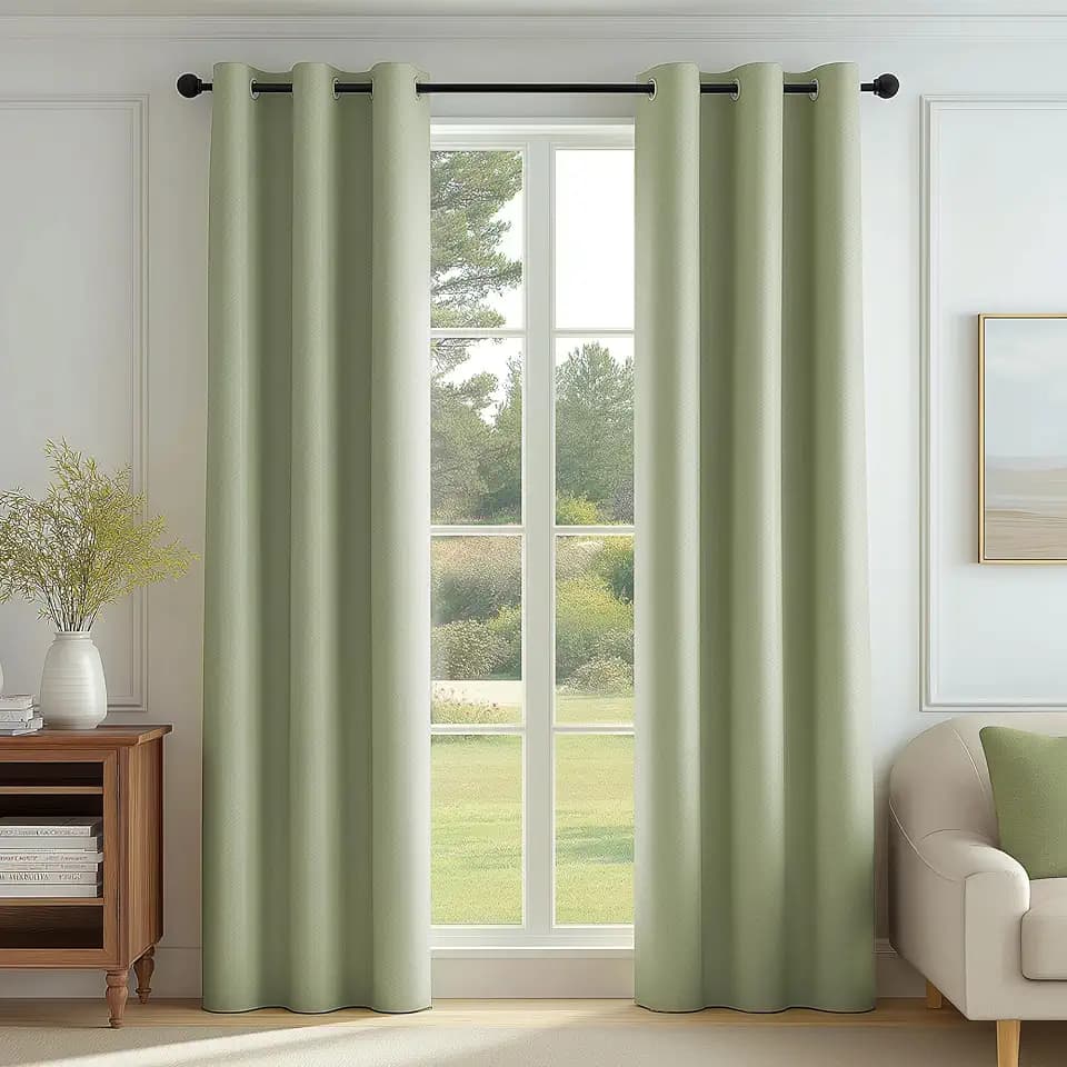 FMFUNCTEX 100% Blackout Green Curtains 40x84 Inches for Bedroom, 2 Panels