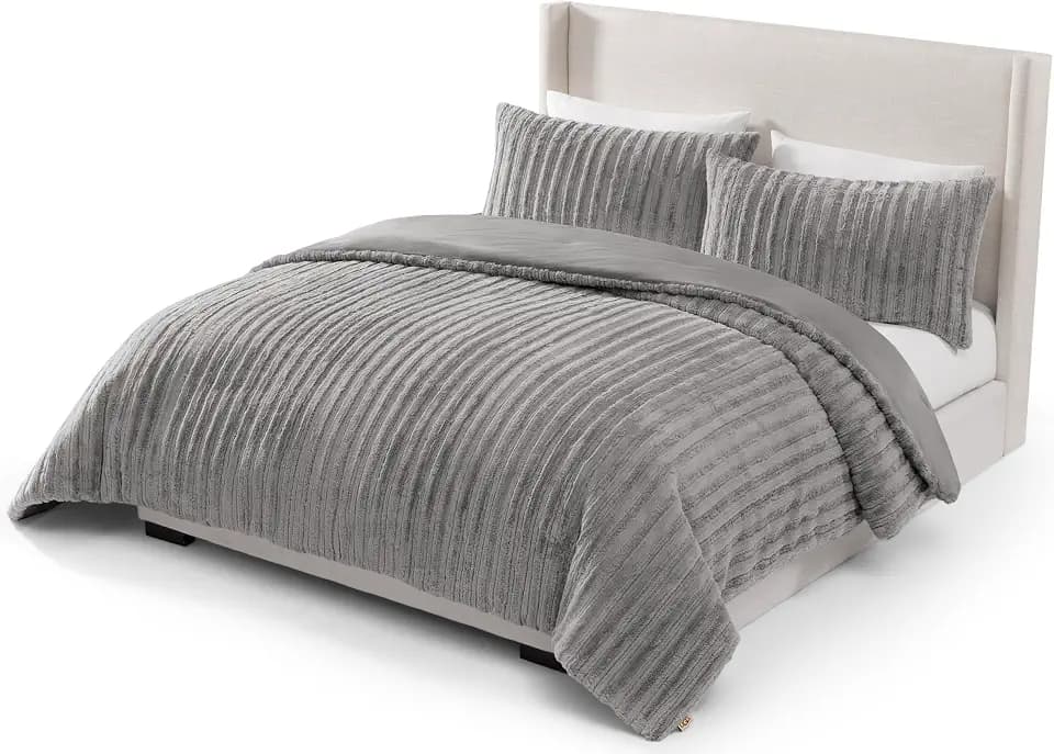 UGG Kenzie King Comforter Set, Plush Faux Fur, 3-Piece, Grey