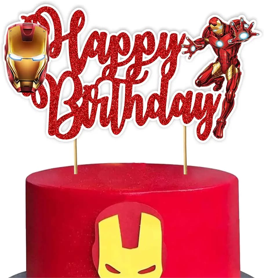 Irn Man Happy Birthday Cake Topper – Theme Party Cake Decoration