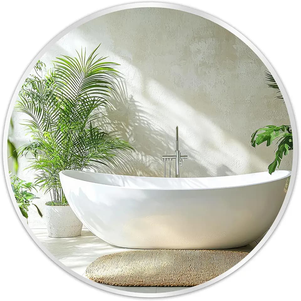 Silver Round Mirror 18 Inch, Wall Circle Mirror for Bathroom, Brush Chrome