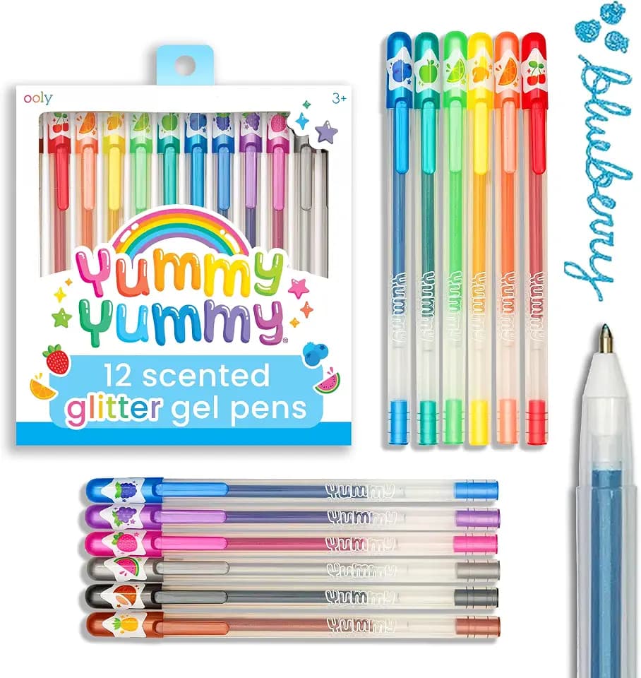 OOLY Yummy Yummy Scented Glitter Gel Pens, Set of 12, 1.00mm NIB