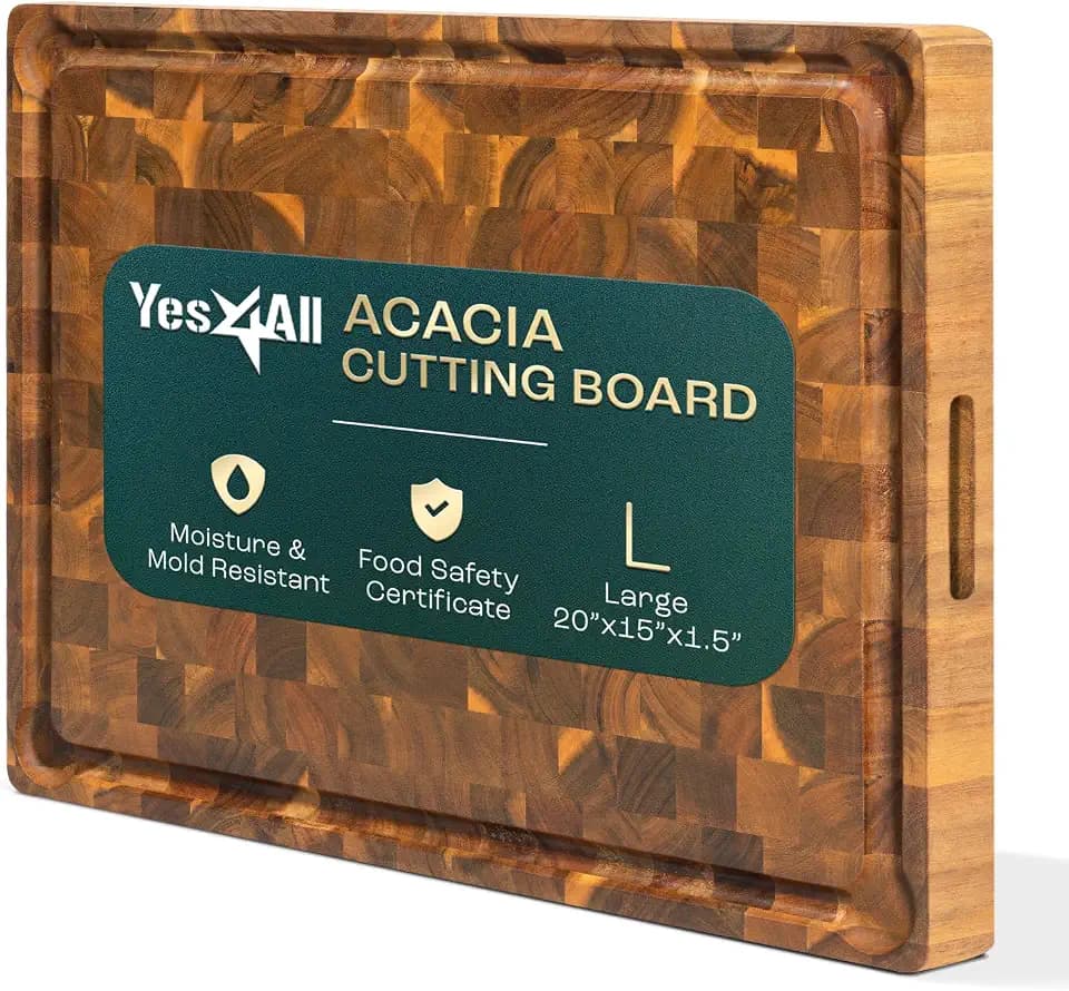 Yes4All Large Acacia Cutting Board, End Grain Cutting Board 20"x 15"x 1.5"