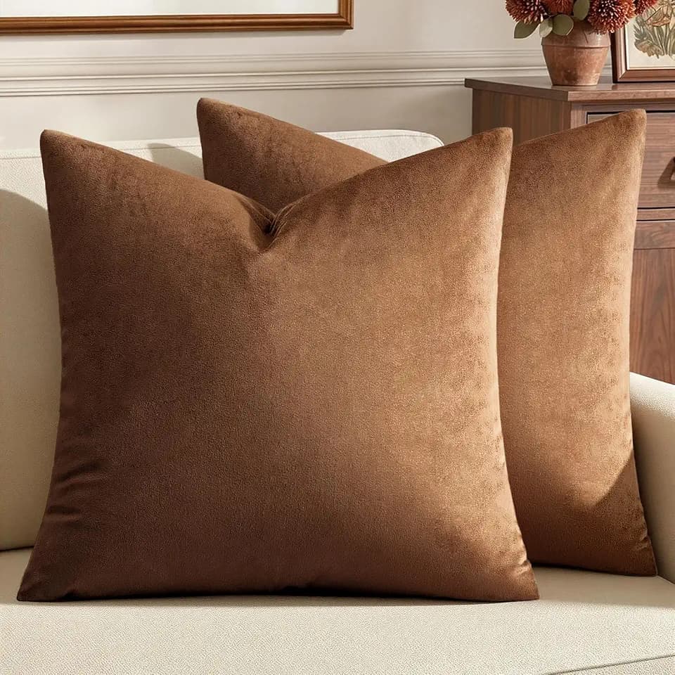 MIULEE Velvet Throw Pillow Covers 20x20 Inch Pack of 2 Chocolate