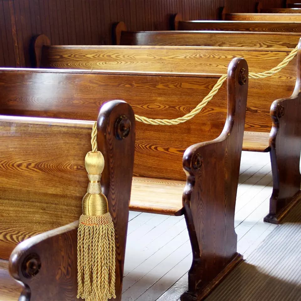 8 Pcs Gold Church Pew Reservation Ropes Weighted Tassels, 8ft