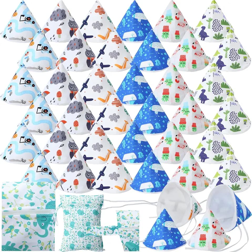 Boao 36 Pcs Teepee Baby Boy, Reusable Cotton Covers, 4 Straps