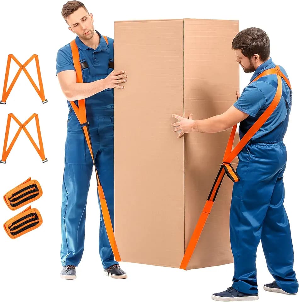 Moving Straps for Lifting 1.77" x 106" - 2-Person Lifting and Carrying System - Orange Furniture Moving Straps - Safely Carrying Shoulder Harness for Secure Furniture and Appliances by IDL Packaging
