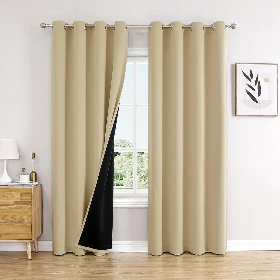 ChrisDowa 100% Blackout Curtains for Bedroom 90 Inches Long 2 Panels Set