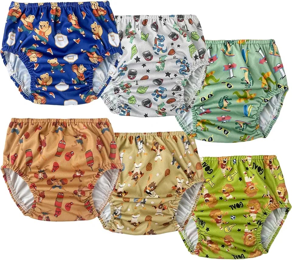 BISENKID 6 Packs Rubber Pants for Toddlers Rubber Training Pants for Toddlers Good Elastic Waterproof Diaper Cover Boy 2t