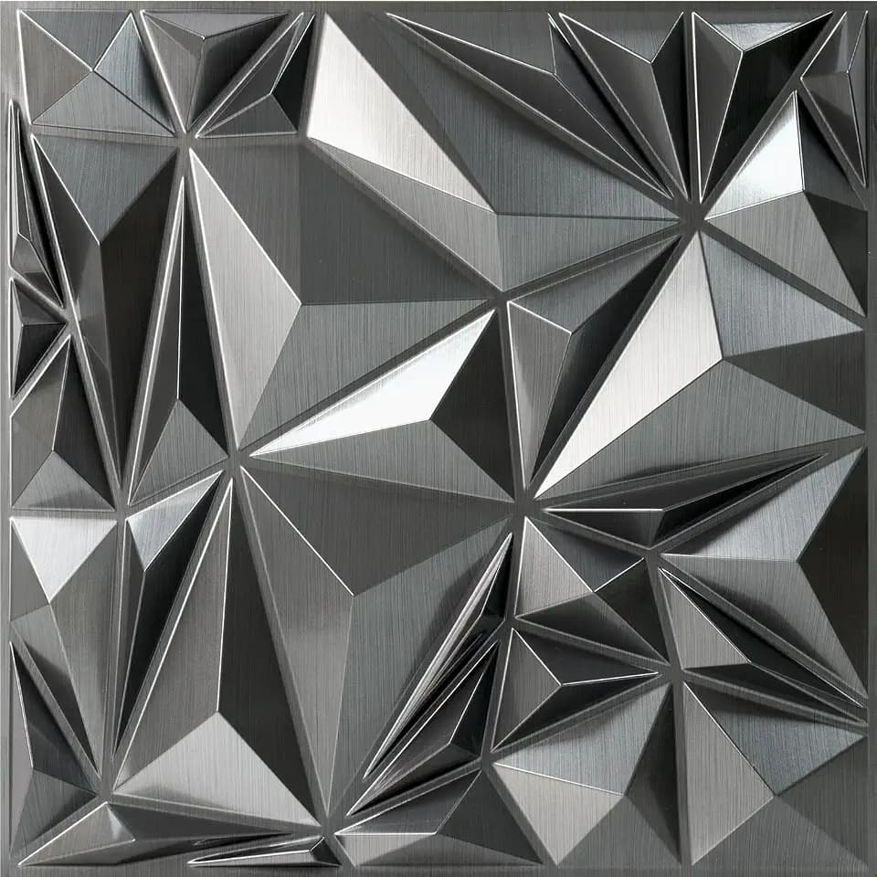 STICKGOO Diamond 3D Wall Panels, Brushed Silver,19.7"x19.7"