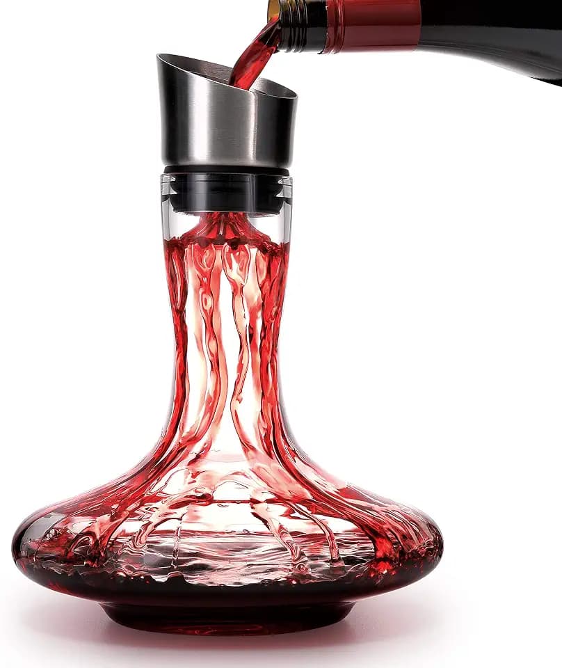 Wine Decanter Built-in Aerator, 750ml Red Wine Decanter Carafe with Aerator